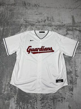 Cleveland Guardians Jersey Men's 2XL White Red MLB Baseball Nike Button Front